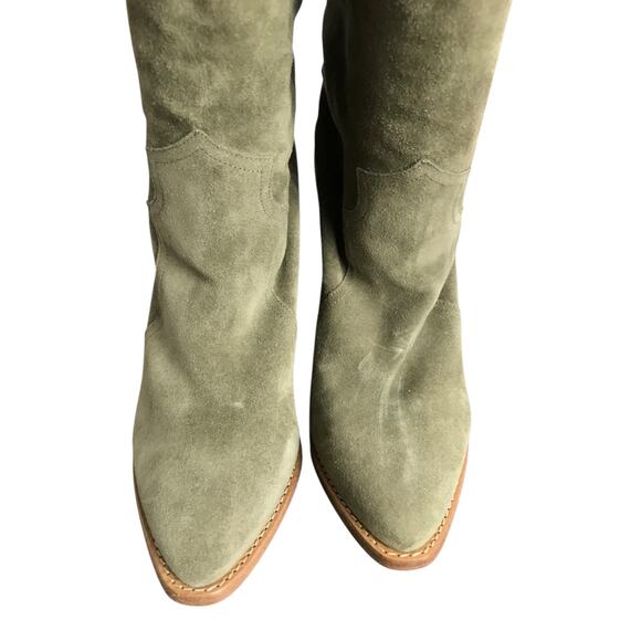 Isabel Marant Denvee Boots Wns 10 beige/Green Suede Tall Cool Girl Western - Picture 5 of 13